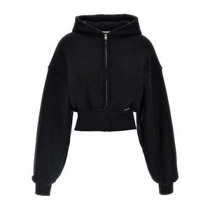 T By Alexander Wang Cropped Black Hoodie With Zip Closure - NWT